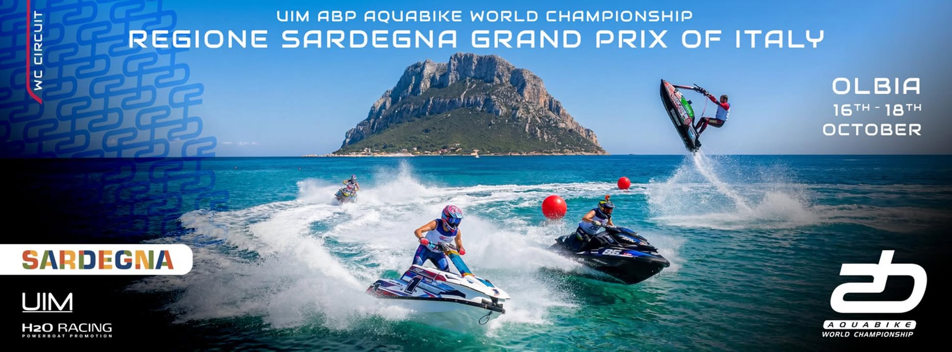 UIM ABP Aquabike pasaulio čempionato Italijos etapo Olbijoje plakatas