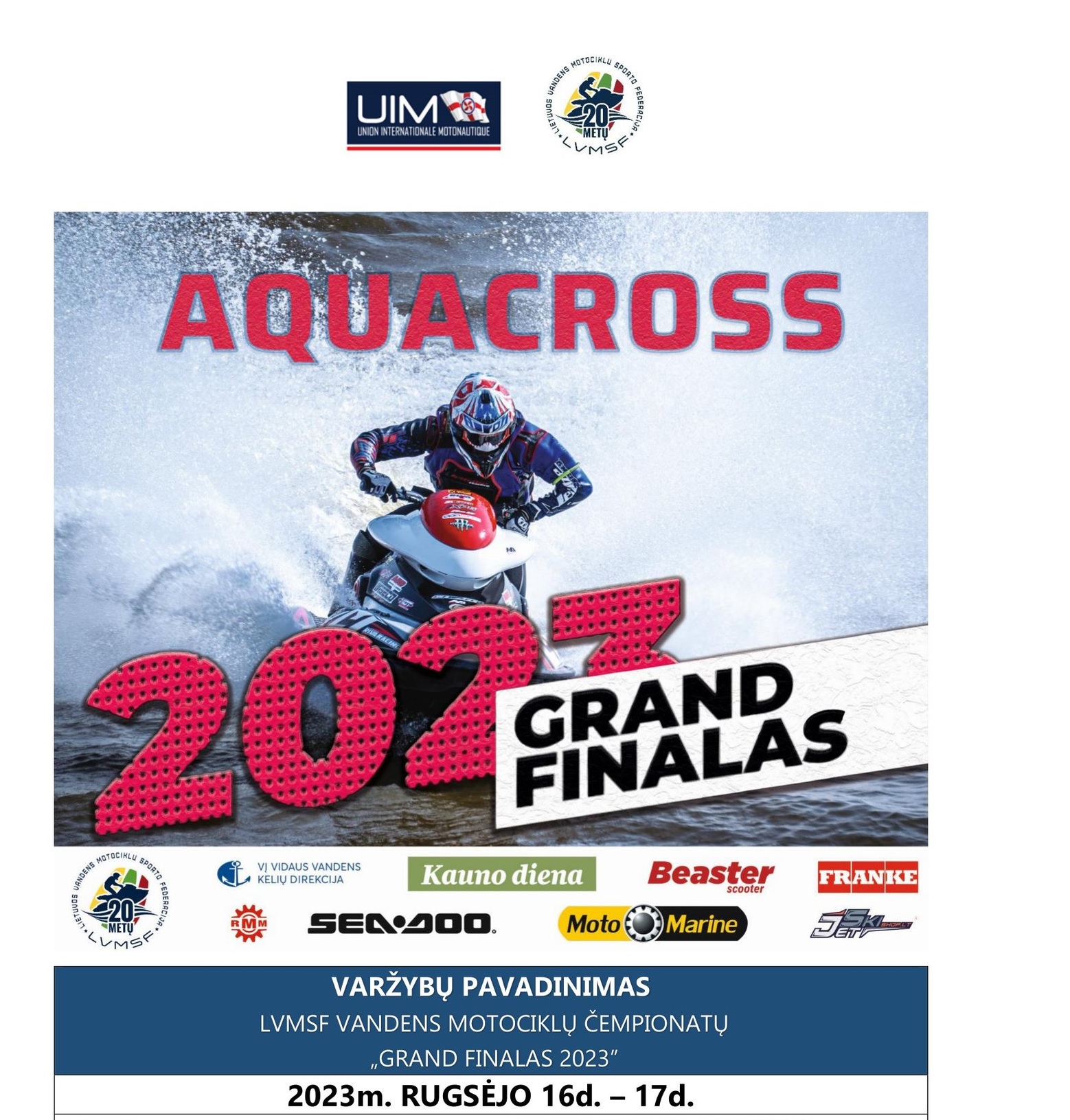 Lietuvos Aquacross "GRAND FINALAS 2023" ir "ENDURO BALTIC CUP 2023" varžybos