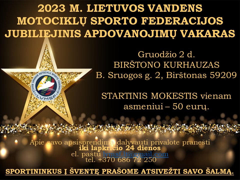 2023 m. Lietuvos vandens motociklų sporto federacijos jubiliejinis apdovanojimų vakaras